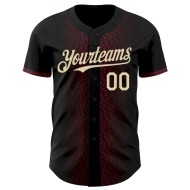 Custom Black Cream-Burgundy 3D Pattern Design Geometric Shapes Authentic Baseball Jersey