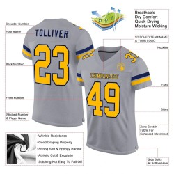 Custom Gray Gold-White Mesh Authentic Football Jersey