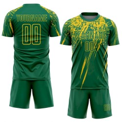 Custom Kelly Green Yellow Sublimation Soccer Uniform Jersey
