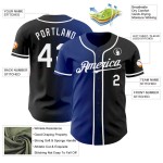 Custom Black White-Royal Authentic Gradient Fashion Baseball Jersey