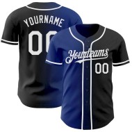 Custom Black White-Royal Authentic Gradient Fashion Baseball Jersey