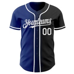 Custom Black White-Royal Authentic Gradient Fashion Baseball Jersey