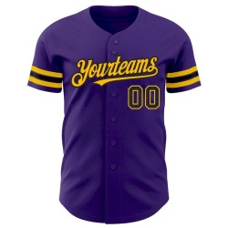 Custom Purple Black-Gold Authentic Baseball Jersey
